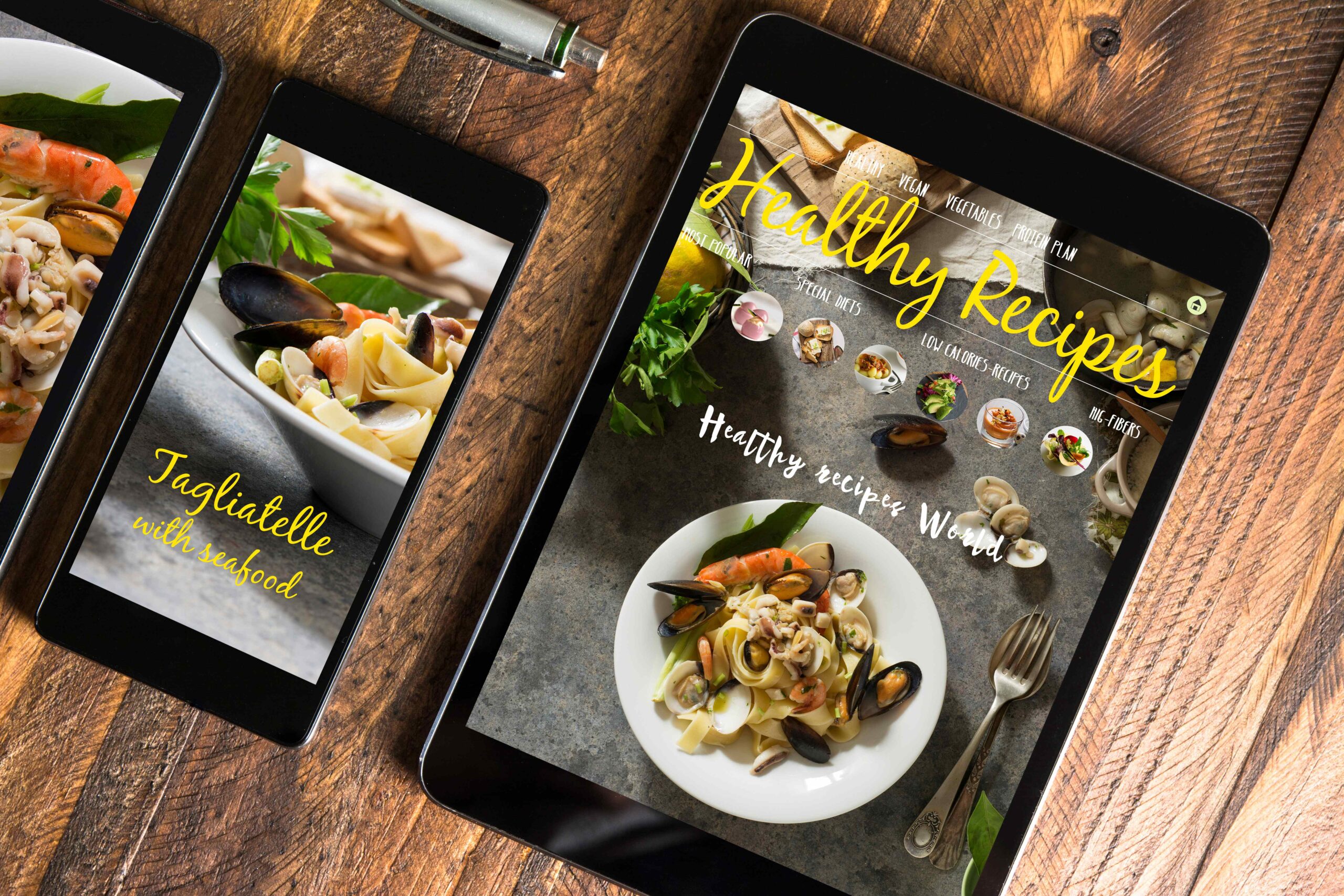 Blog über gesunde Rezepte für Tablets und Smartphones auf dem Bildschirm. Web auf dem th