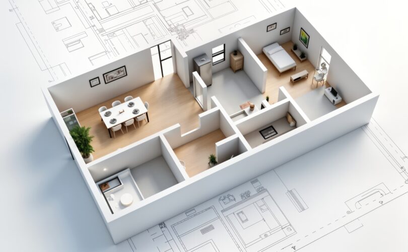 Visualisierter Wohnungsgrundriss mit Einrichtung | Holztreppen kaufen